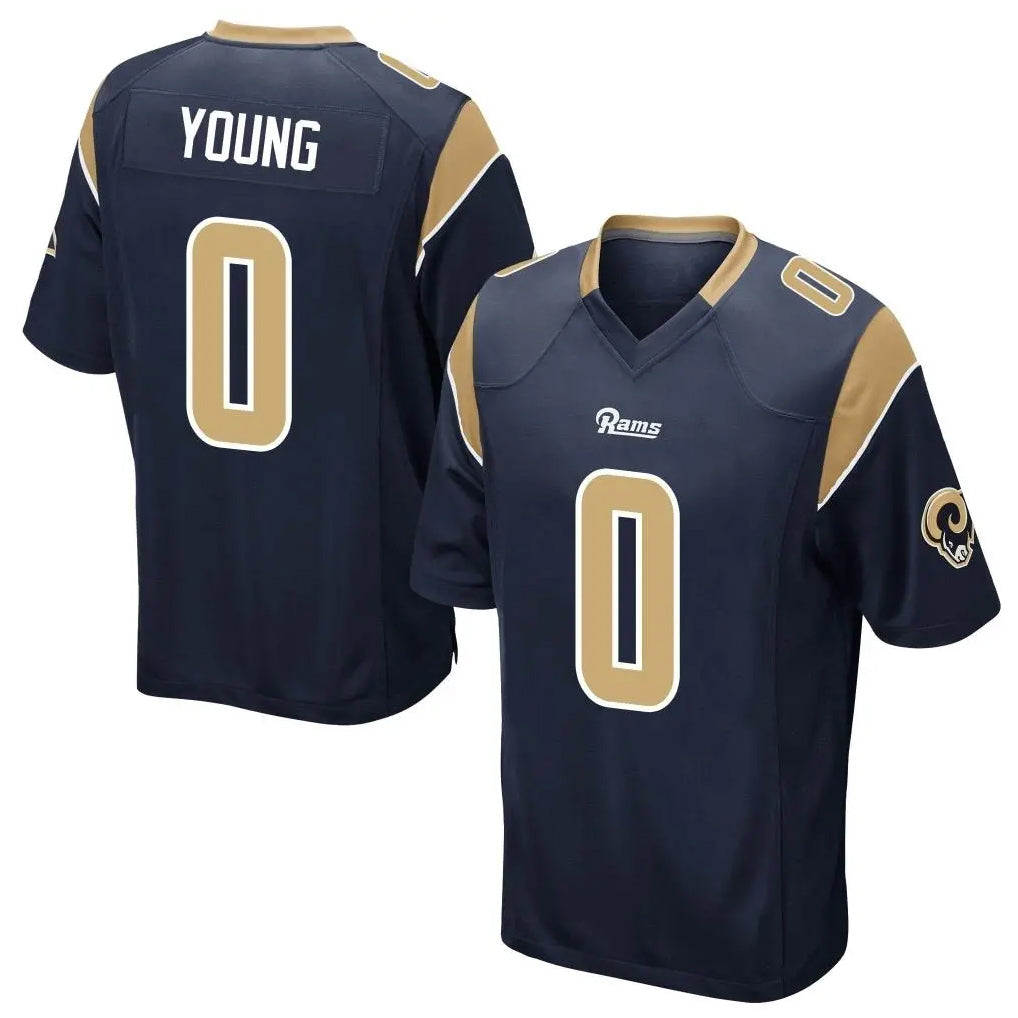 Kooe LA.Rams #0 Byron Young Player Navy Home Game Stitched Jerseys