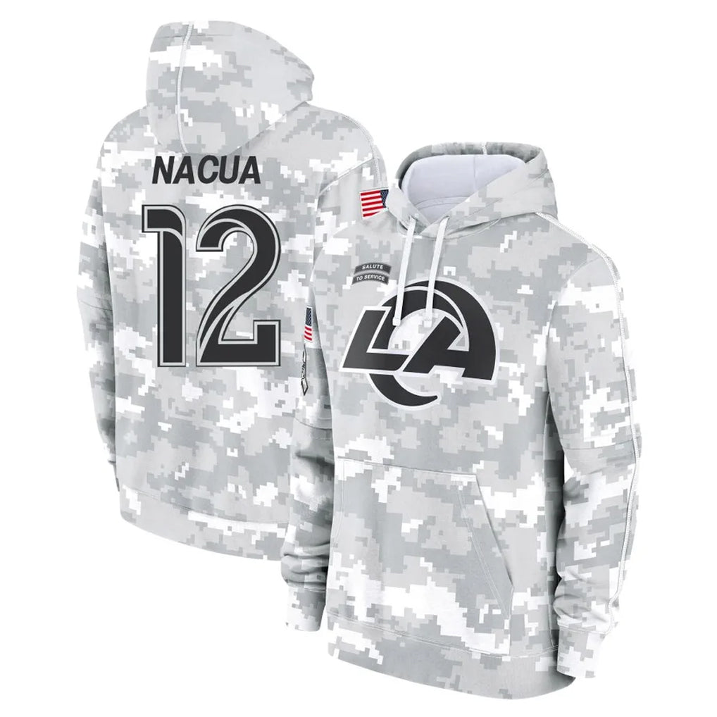 Kooe LA.Rams #12 Puka Nacua Player Arctic Camo Salute to Service Hoodies Limited Game Stitched Jerseys