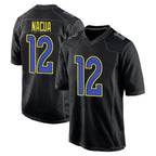 Kooe LA.Rams #12 Puka Nacua Player Black Carbon Fashion Game Stitched Jerseys