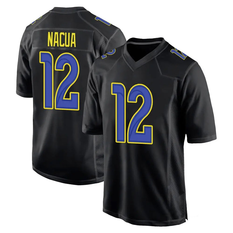 Kooe LA.Rams #12 Puka Nacua Player Black Carbon Fashion Game Stitched Jerseys