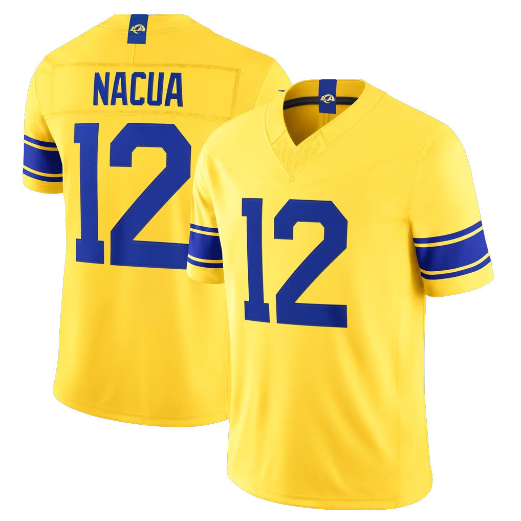 Kooe LA.Rams #12 Puka Nacua Player Gold Classic Sol Vapor F.U.S.E. Home Game Stitched Jerseys