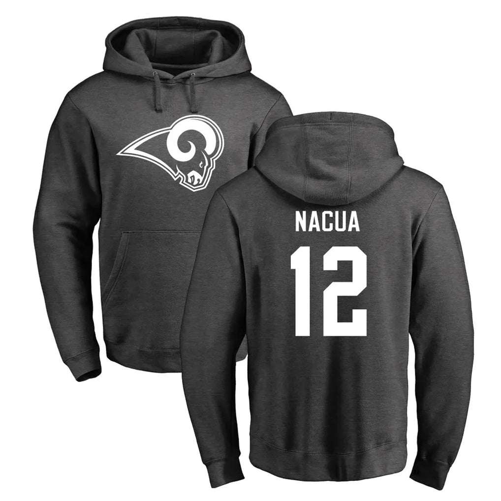 Kooe LA.Rams #12 Puka Nacua Player Gray Pullover Hoodie Limited Game Stitched Jerseys