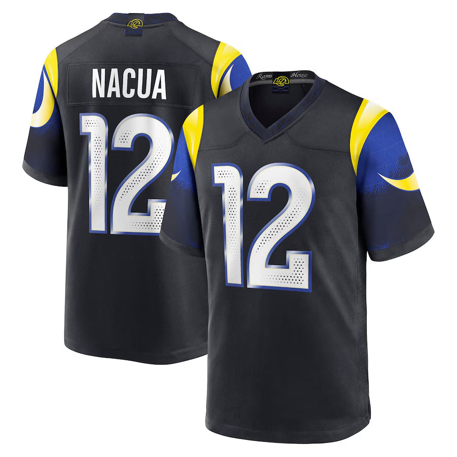 Kooe LA.Rams #12 Puka Nacua Player Midnight Blue Rivalries Collection Game Stitched Jerseys
