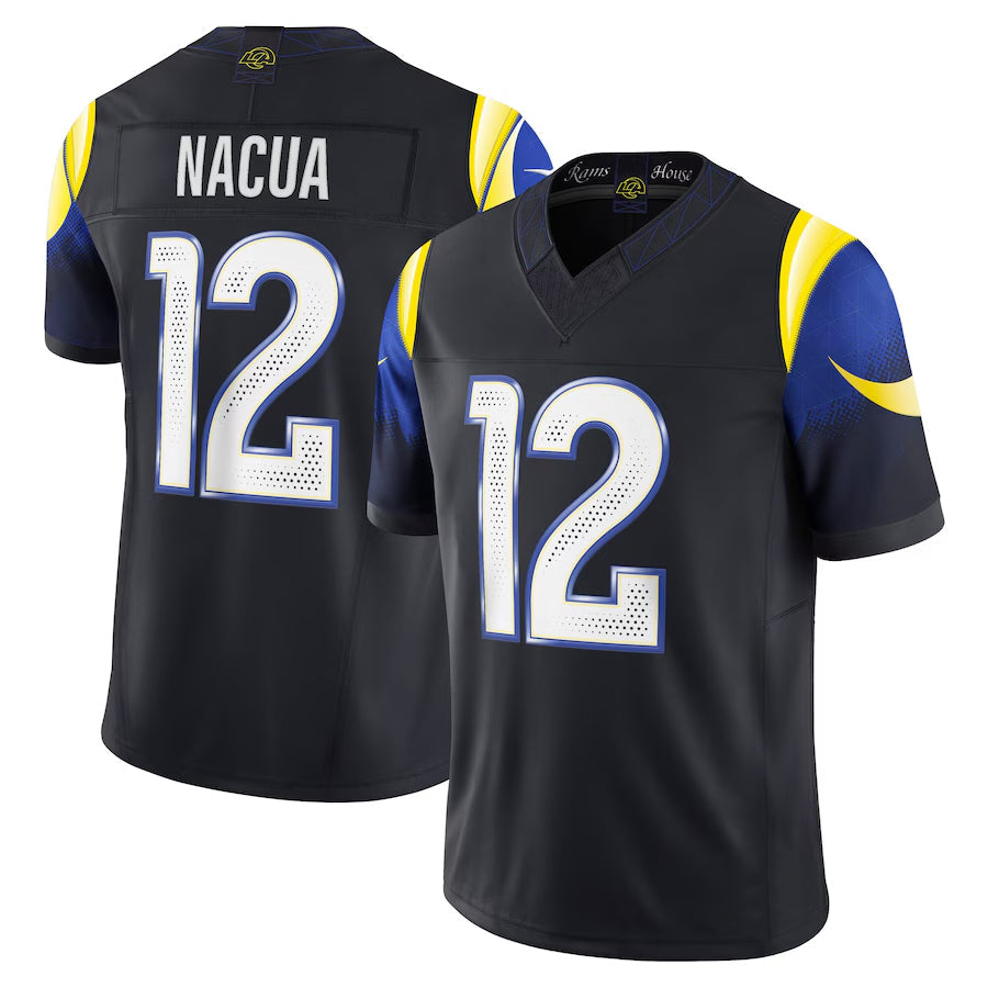 Kooe LA.Rams #12 Puka Nacua Player Midnight Blue Rivalries Collection Vapor Limited Stitched Jerseys
