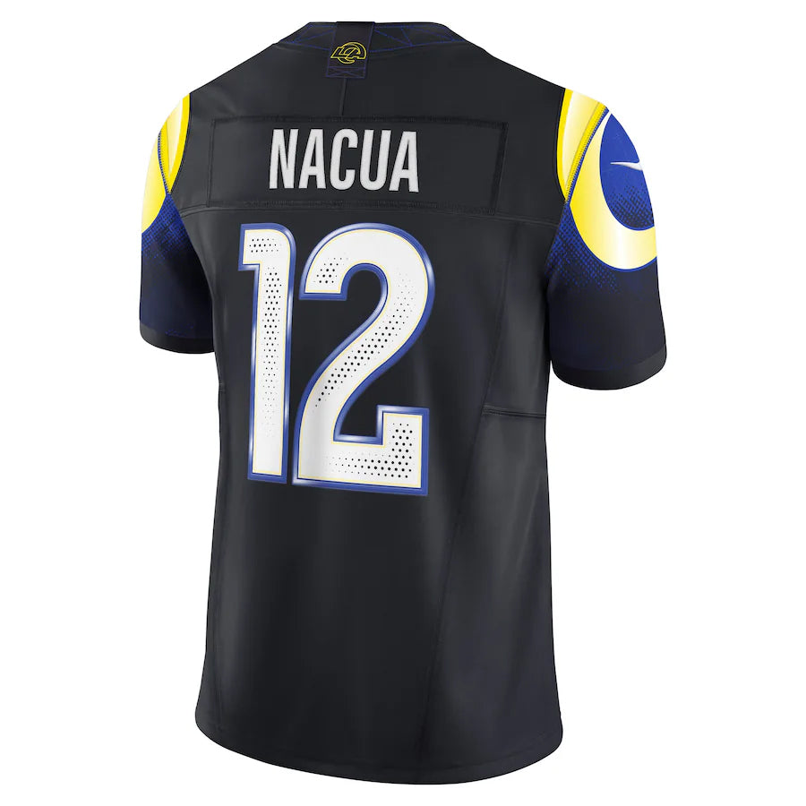 Kooe LA.Rams #12 Puka Nacua Player Midnight Blue Rivalries Collection Vapor Limited Stitched Jersey