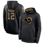 Kooe LA.Rams #12 Puka Nacua Player Salute to Service Black Hoodies Stitched Jerseys