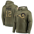 Kooe LA.Rams #12 Puka Nacua Player Salute to Service Olive Hoodies Stitched Jerseys