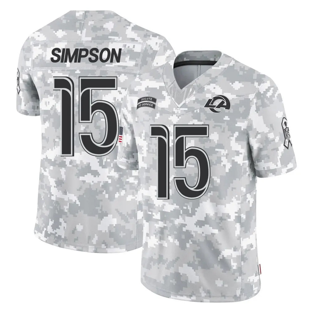Kooe LA.Rams #15 Ty Simpson Player Arctic Camo Salute To Service Limited Game Stitched Jerseys