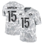 Kooe LA.Rams #15 Ty Simpson Player Arctic Camo Salute To Service Limited Game Stitched Jerseys