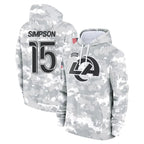 Kooe LA.Rams #15 Ty Simpson Player Arctic Camo Salute to Service Hoodies Limited Game Stitched Jerseys