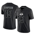 Kooe LA.Rams #15 Ty Simpson Player Black Limited Reflective Home Game Stitched Jerseys