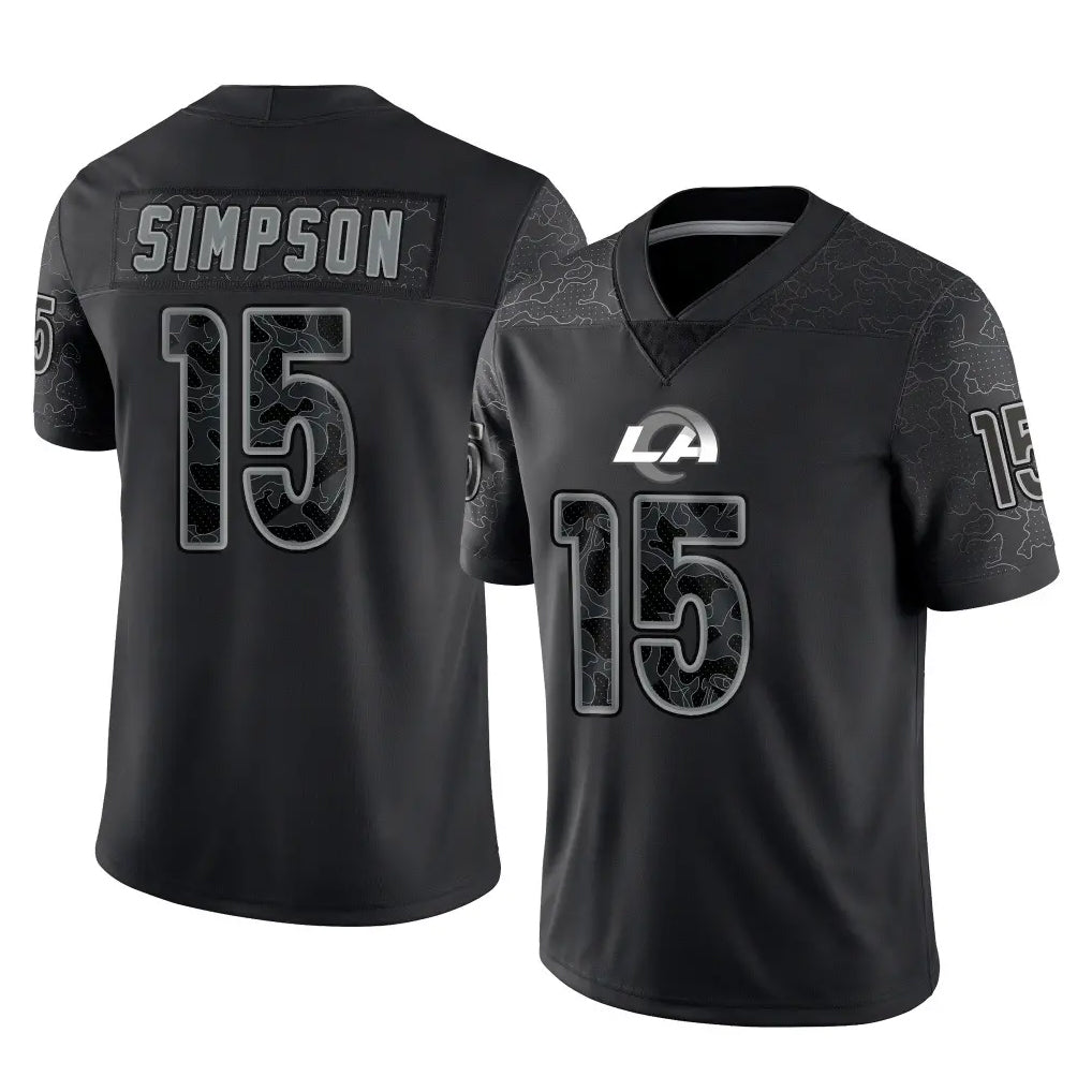Kooe LA.Rams #15 Ty Simpson Player Black Limited Reflective Home Game Stitched Jerseys
