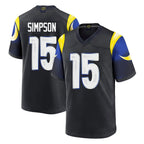 Kooe LA.Rams #15 Ty Simpson Player Black Midnight Rivalries Collection Home Game Stitched Jerseys