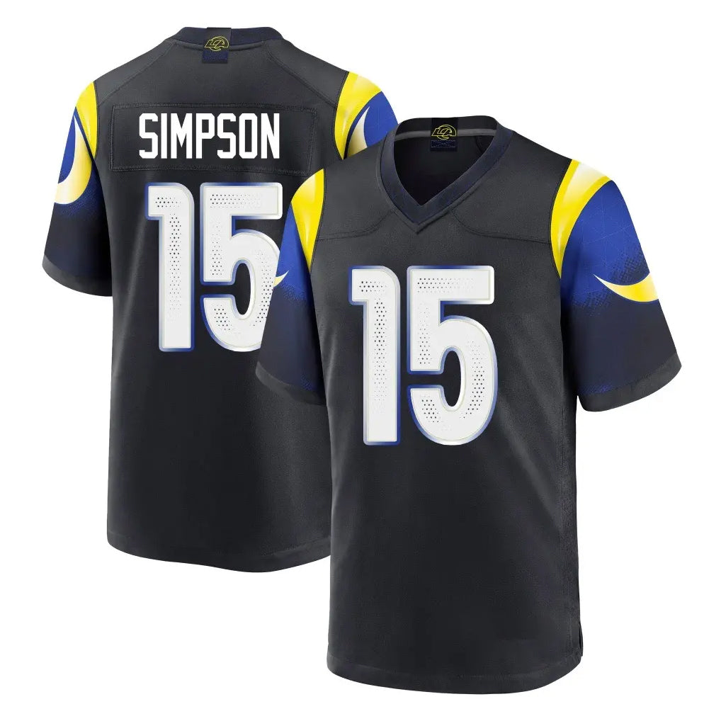Kooe LA.Rams #15 Ty Simpson Player Black Midnight Rivalries Collection Home Game Stitched Jerseys