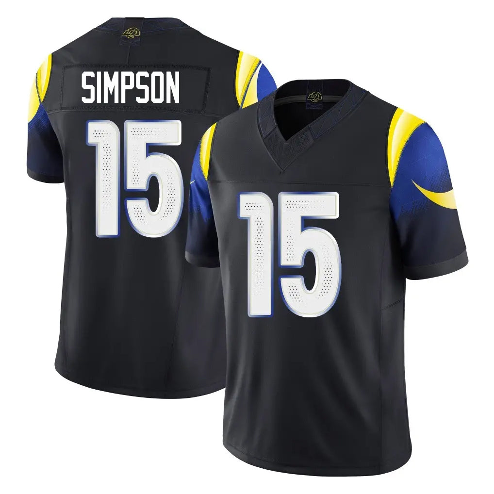 Kooe LA.Rams #15 Ty Simpson Player Black Midnight Rivalries Collection Limited Home Game Stitched Jerseys