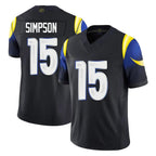 Kooe LA.Rams #15 Ty Simpson Player Black Midnight Rivalries Collection Limited Home Game Stitched Jerseys