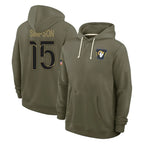 Kooe LA.Rams #15 Ty Simpson Player Olive Salute to Service Pullover Hoodies Limited Stitched Jerseys