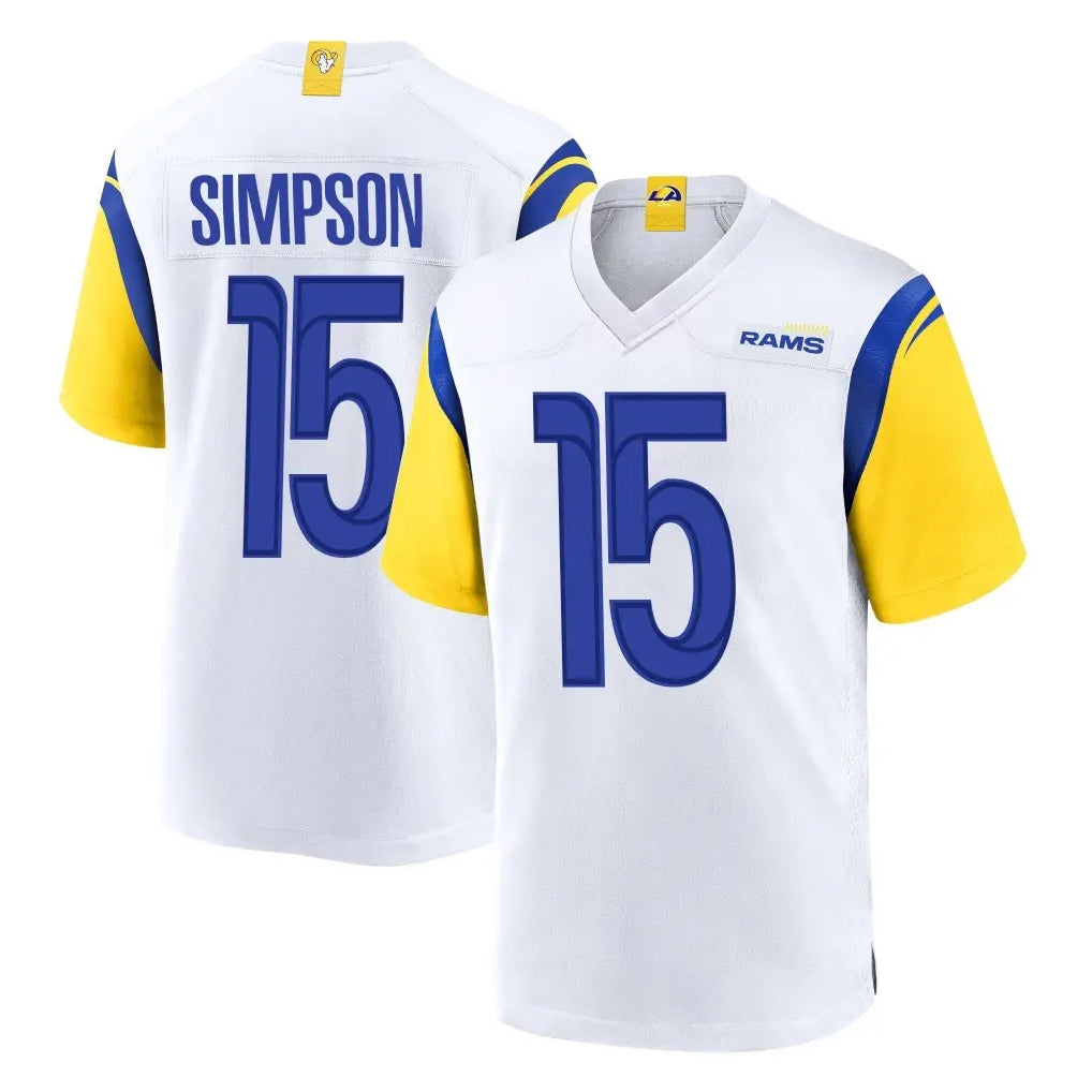 Kooe LA.Rams #15 Ty Simpson Player White Home Game Stitched Jerseys