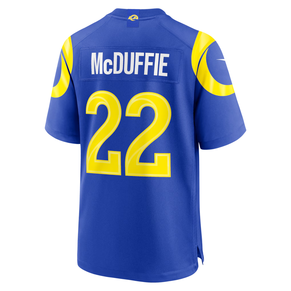 Kooe LA.Rams #22 Trent McDuffie Royal Team Game Player Stitched Jerseys