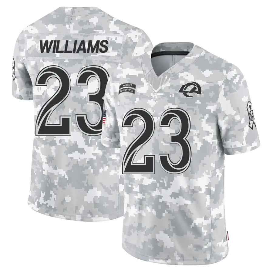 Kooe LA.Rams #23 Kyren Williams Player Arctic Camo Salute to Service Limited Stitched Jerseys