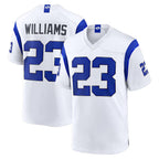 Kooe LA.Rams #23 Kyren Williams Player Fearsome White Home Game Stitched Jerseys
