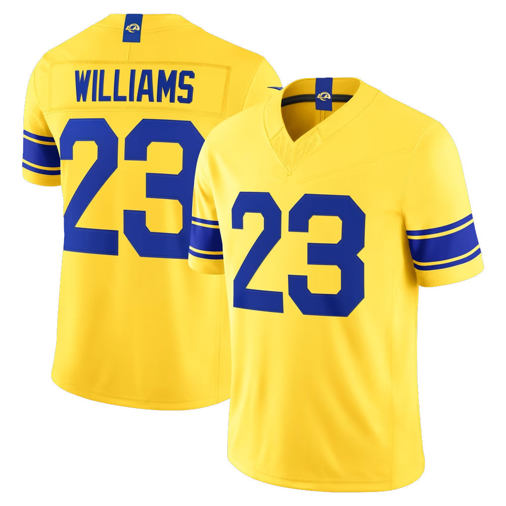 Kooe LA.Rams #23 Kyren Williams Player Gold Classic Sol Vapor F.U.S.E. Home Game Stitched Jerseys