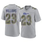 Kooe LA.Rams #23 Kyren Williams Player Gray Atmosphere Fashion Home Game Stitched Jerseys