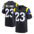Kooe LA.Rams #23 Kyren Williams Player Midnight Blue Rivalries Collection Game Stitched Jersey