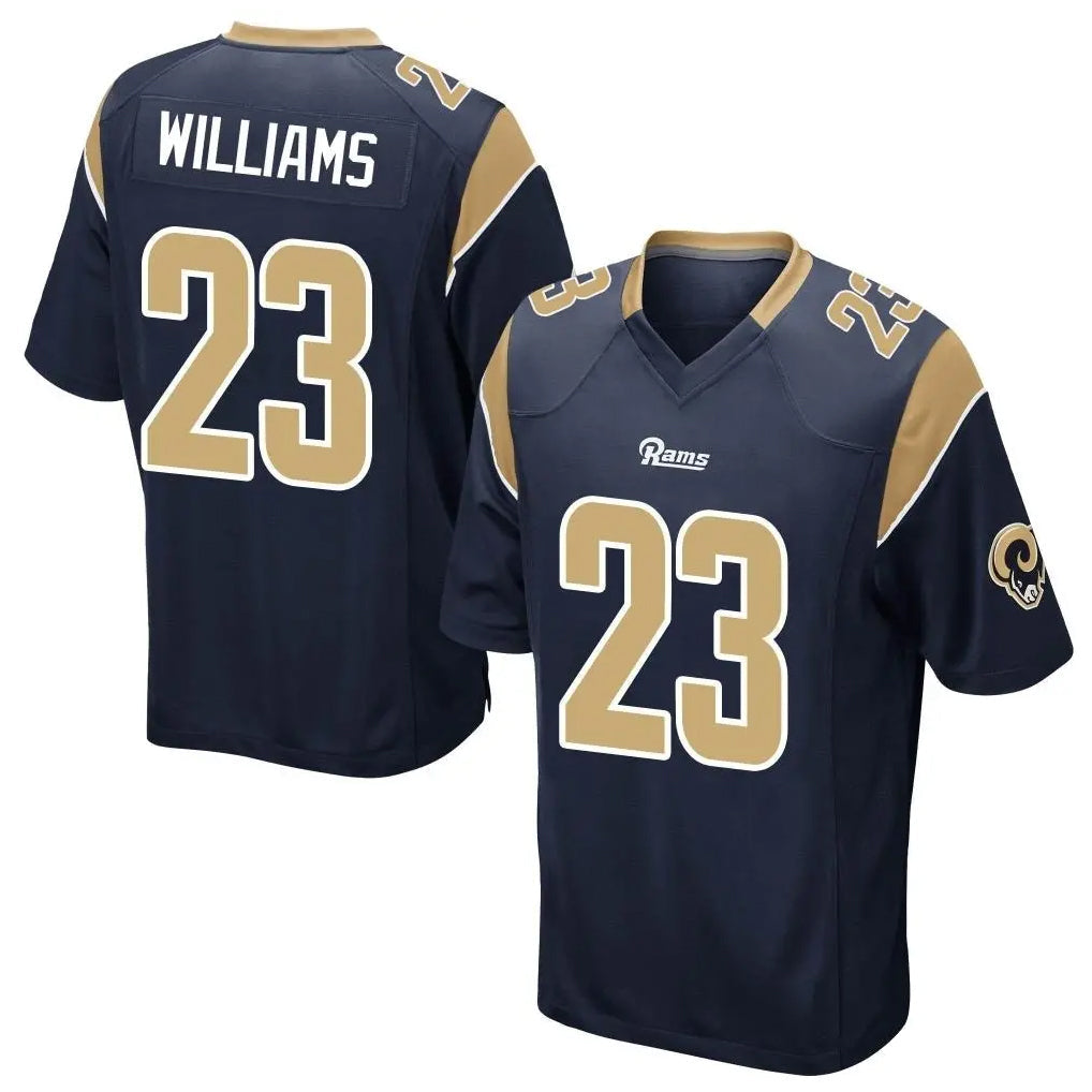 Kooe LA.Rams #23 Kyren Williams Player Navy Home Game Stitched Jerseys