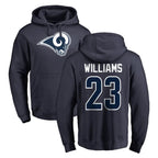 Kooe LA.Rams #23 Kyren Williams Player Navy Pullover Hoodie Limited Game Stitched Jerseys