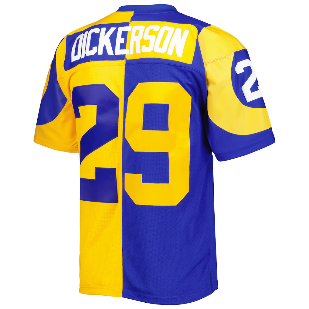Kooe LA.Rams #29 Eric Dickerson Mitchell & Ness RoyalGold 1984 Split Legacy Replica Jersey