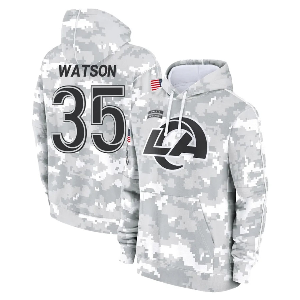 Kooe LA.Rams #35 Jaylen Watson Player Arctic Camo Salute to Service Hoodies Limited Game Stitched Jerseys