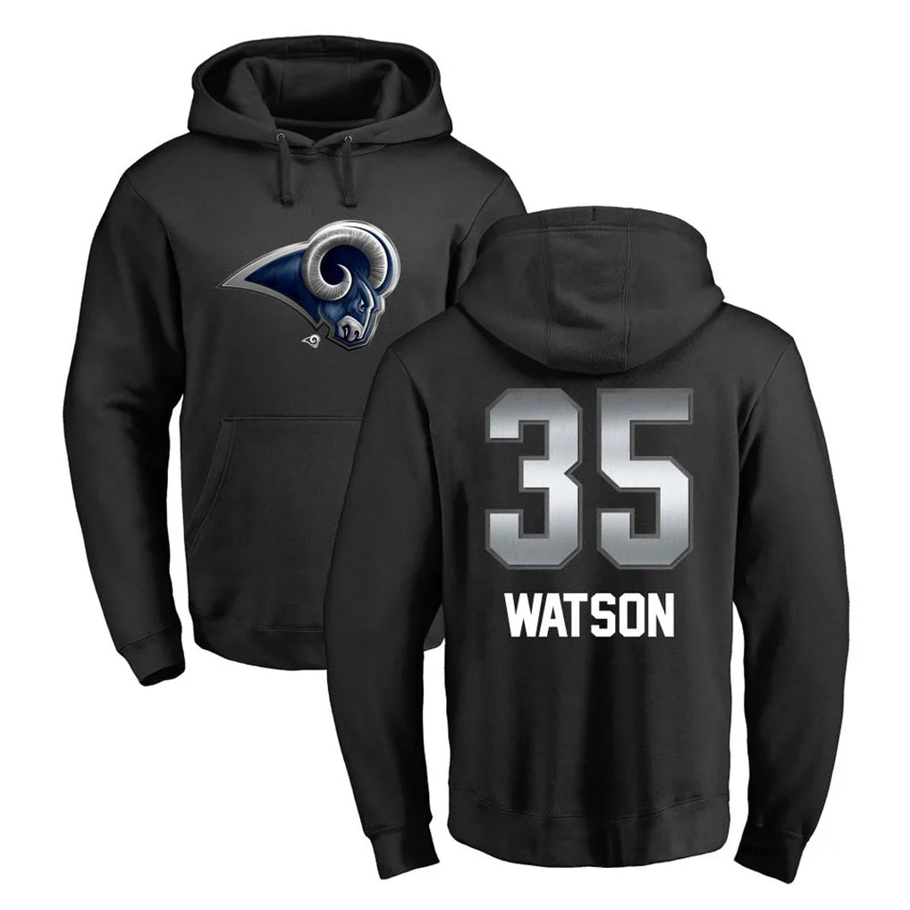 Kooe LA.Rams #35 Jaylen Watson Player Black Pullover Hoodie Limited Game Stitched Jerseys