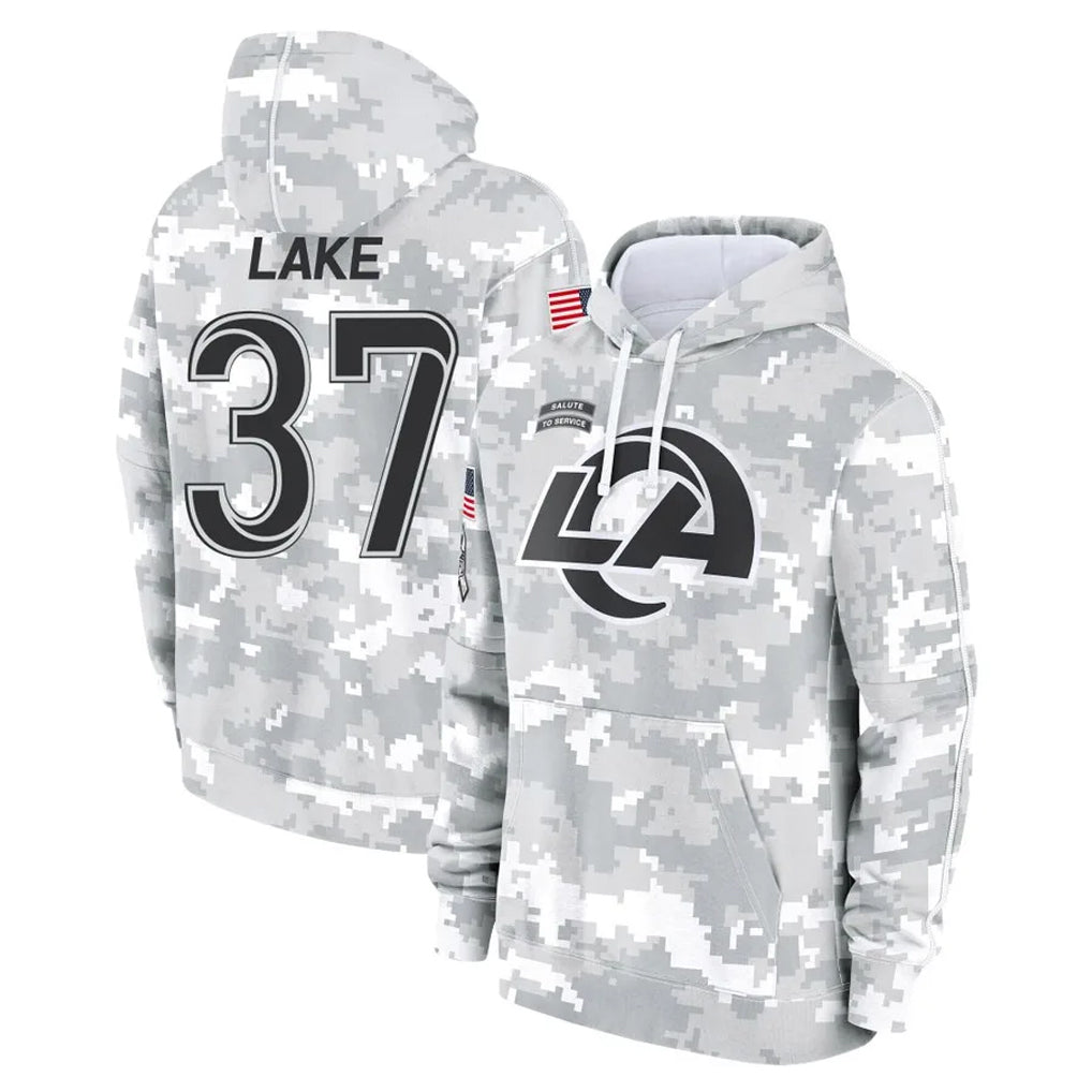 Kooe LA.Rams #37 Quentin Lake Player Arctic Camo Salute to Service Hoodies Limited Game Stitched Jerseys