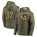 Kooe LA.Rams #37 Quentin Lake Player Olive Salute to Service Pullover Hoodies Home Game Stitched Jerseys