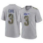 Kooe LA.Rams #3 Kam Curl Player Gray Atmosphere Fashion Home Game Stitched Jerseys
