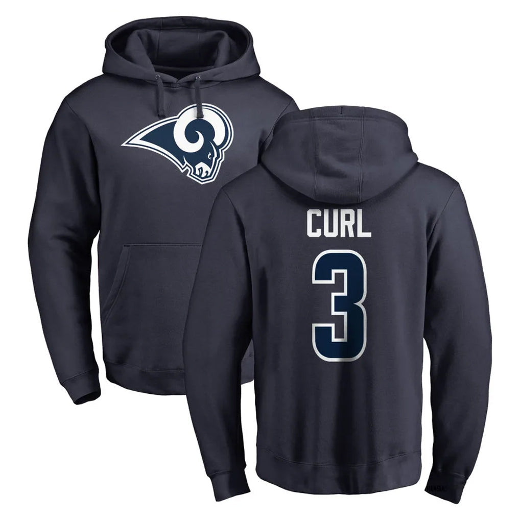 Kooe LA.Rams #3 Kam Curl Player Navy Pullover Hoodie Limited Game Stitched Jerseys