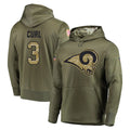Kooe LA.Rams #3 Kam Curl Player Olive Salute to Service Pullover Hoodies Home Game Stitched Jerseys