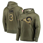 Kooe LA.Rams #3 Kam Curl Player Olive Salute to Service Pullover Hoodies Home Game Stitched Jerseys