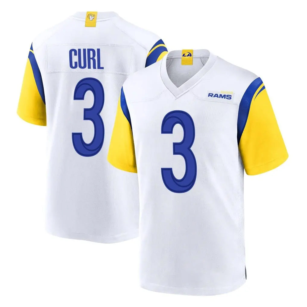 Kooe LA.Rams #3 Kam Curl Player White Home Game Stitched Jerseys