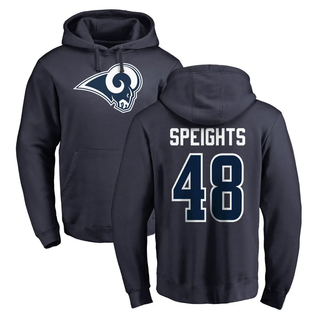 Kooe LA.Rams #48 Omar Speights Player Navy Pullover Hoodie Limited Game Stitched Jerseys