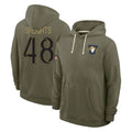 Kooe LA.Rams #48 Omar Speights Player Olive Salute to Service Pullover Hoodies Limited Stitched Jerseys
