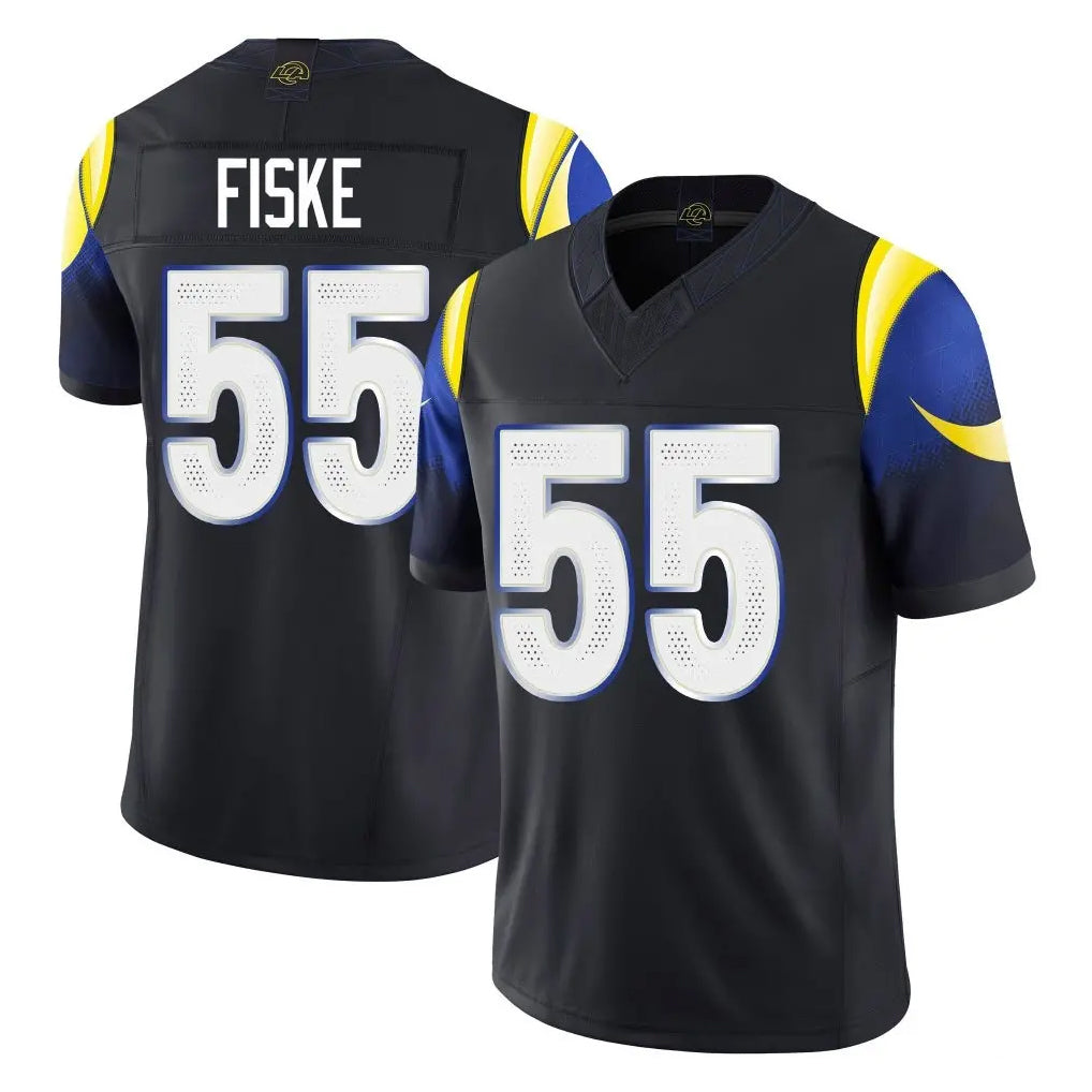 Kooe LA.Rams #55 Braden Fiske Player Black Midnight Rivalries Collection Limited Home Game Stitched Jerseys