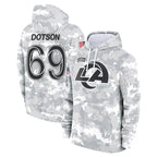 Kooe LA.Rams #69 Kevin Dotson Player Arctic Camo Salute to Service Hoodies Limited Game Stitched Jerseys