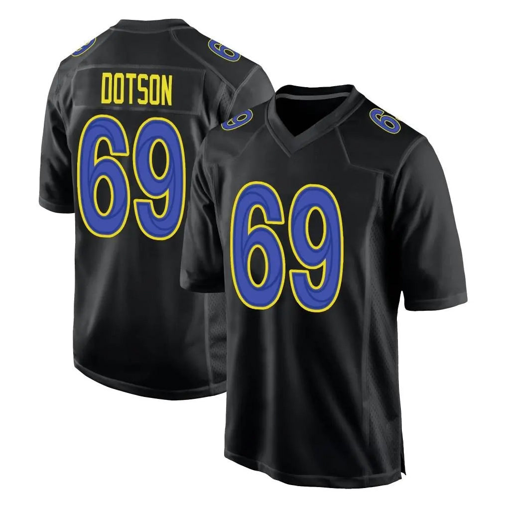 Kooe LA.Rams #69 Kevin Dotson Player Black Fashion Limited Home Game Stitched Jerseys
