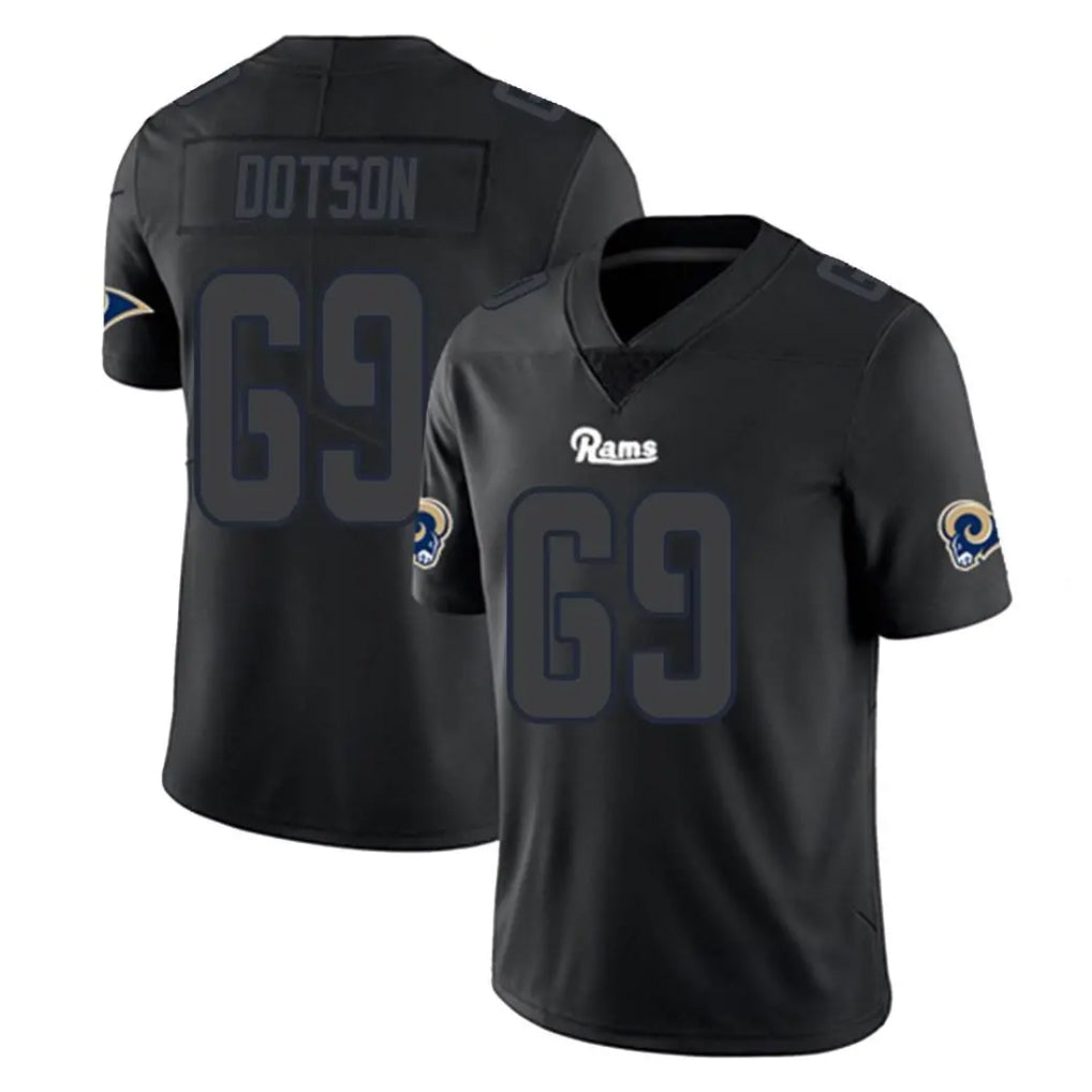 Kooe LA.Rams #69 Kevin Dotson Player Black Impact Limited Home Game Stitched Jerseys
