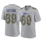 Kooe LA.Rams #69 Kevin Dotson Player Gray Atmosphere Fashion Home Game Stitched Jerseys