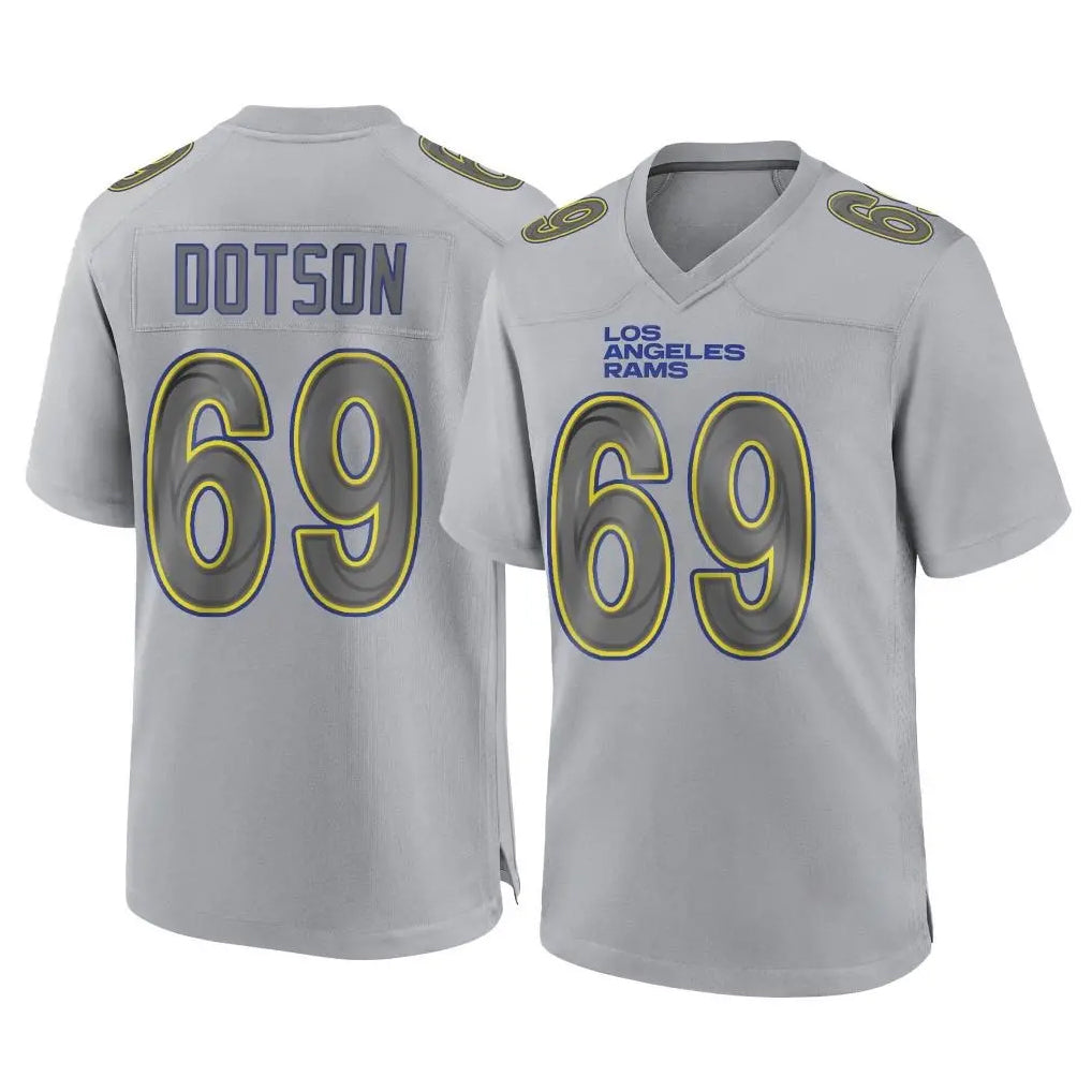 Kooe LA.Rams #69 Kevin Dotson Player Gray Atmosphere Fashion Home Game Stitched Jerseys