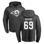 Kooe LA.Rams #69 Kevin Dotson Player Gray Pullover Hoodie Limited Game Stitched Jerseys