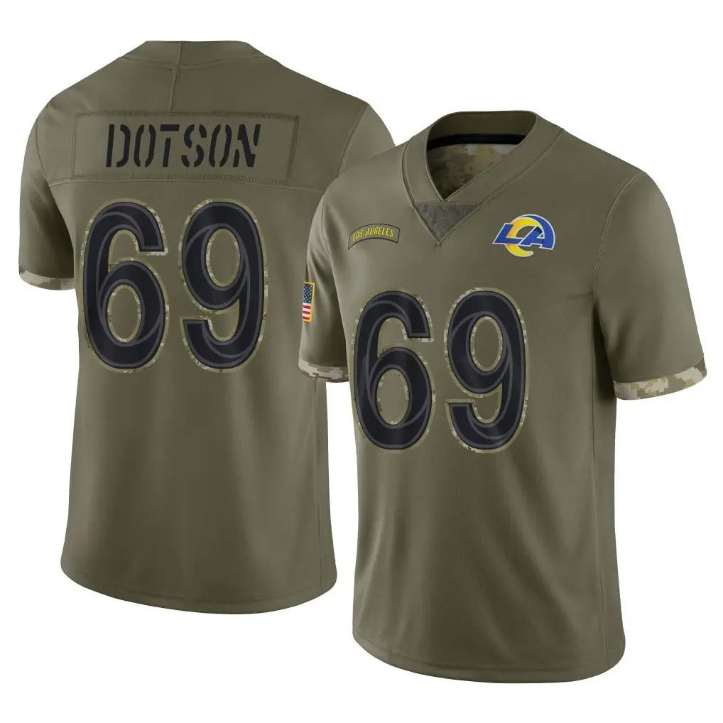 Kooe LA.Rams #69 Kevin Dotson Player Olive Salute To Service Limited Stitched Jerseys